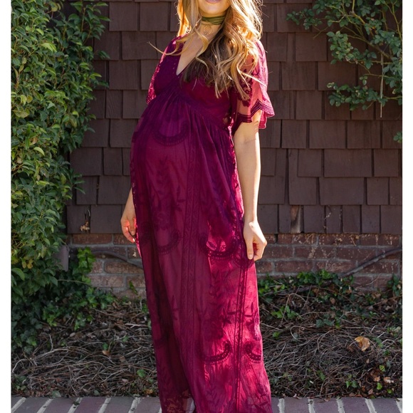 boho midi dress Araminta Purple Floral Size:US 52 Long / EU 62 Long Evening Wear Royal Blue Organza Girls